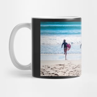 Three surfers. Mug